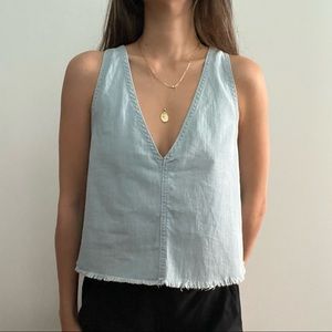 Denim V-Neck Blouse